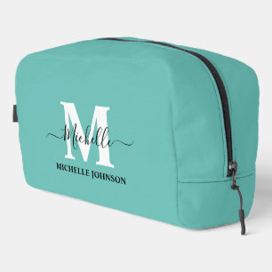 Türkisfarbener Toilettenbeutel mit Monogramm Waschbeutel