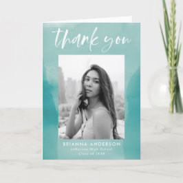 Türkisfarbener Wash Foto Abschluss Dankeskarte