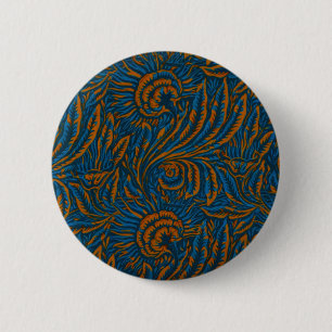 Türkisfarbener William Morris Stil Akanthusblatt B Button