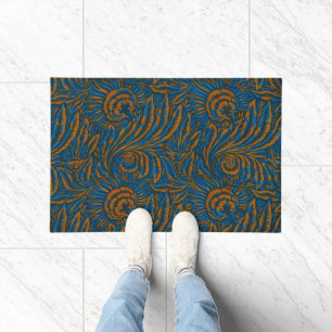 Türkisfarbener William Morris Stil Akanthusblatt B Fußmatte