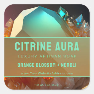 Türkisfarbenes Abstraktes Citrine Fantasy-Produkte Quadratischer Aufkleber