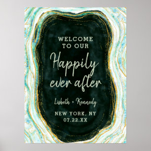 Türkisfarbenes Achat- Hochzeitsempfangsschild 'Hap Poster