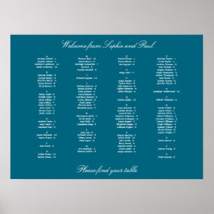 Türkisfarbenes alphabetisches Sitzplan-Poster Poster