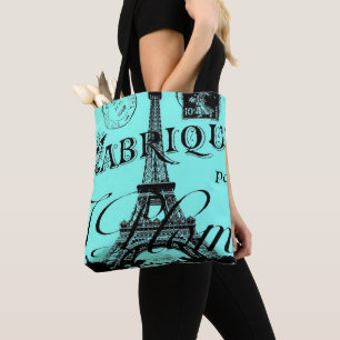 türkisfarbenes aquablaues Schriftbild Paris Eiffel