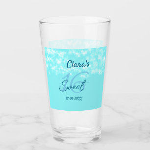 Türkisfarbenes aquamarines Agar süß 16 Geburtstag Glas