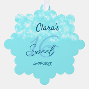 Türkisfarbenes aquamarines Agar süß 16 Geburtstag Ornament Karte