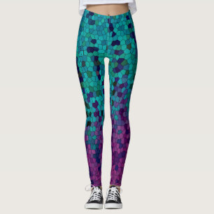 Türkisfarbenes Aquamarines Blau und Lila Violettm Leggings