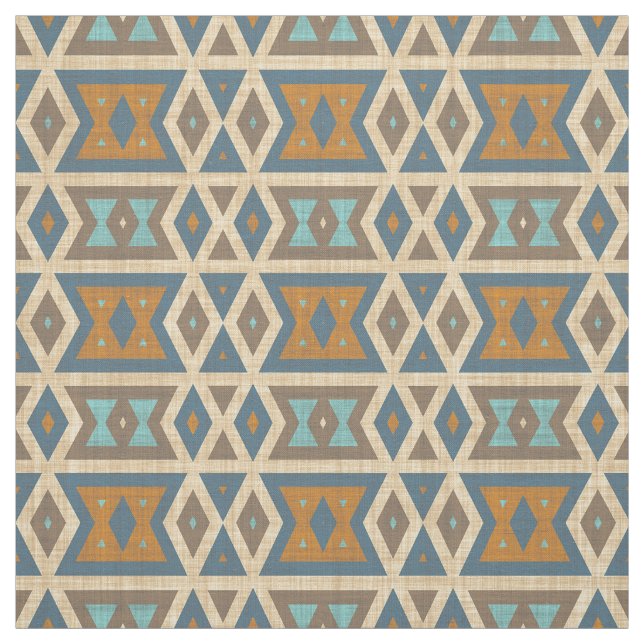 Türkisfarbenes Aquamarines blaues Orange Aztec Mos Stoff (Muster)
