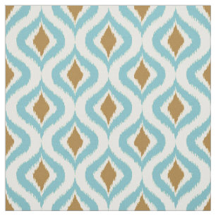 Türkisfarbenes, Aquamarines, braunes Retro-Chic-F Stoff