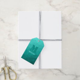 Türkisfarbenes aquamarines geometrisches Maschenmu Geschenkanhänger