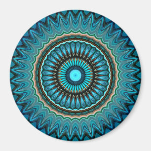 Türkisfarbenes Aquamarines Green Mandala Round-Sta Magnet