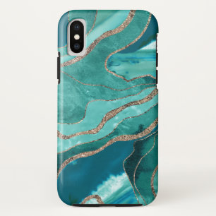 Türkisfarbenes Aquamarines Marmorglas Agate Gold  Case-Mate iPhone Hülle