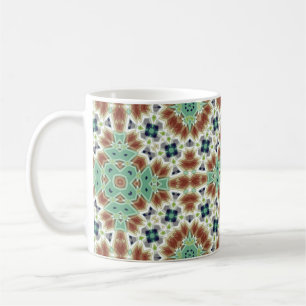 Türkisfarbenes beiges farbenfrohes Kaleidoskop-Orn Kaffeetasse