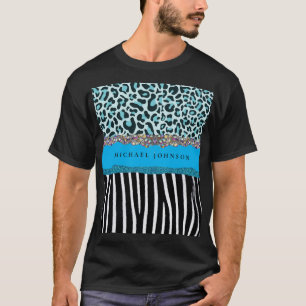 Türkisfarbenes Blau Türkis Moderne Glam Retro Herr T-Shirt