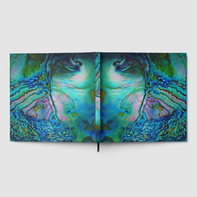 Türkisfarbenes & blaues Abalone-Schneckenhaus Gästebuch (Voll)