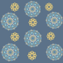 Türkisfarbenes Blaugrün und Gelb Mandala-Kunstmust