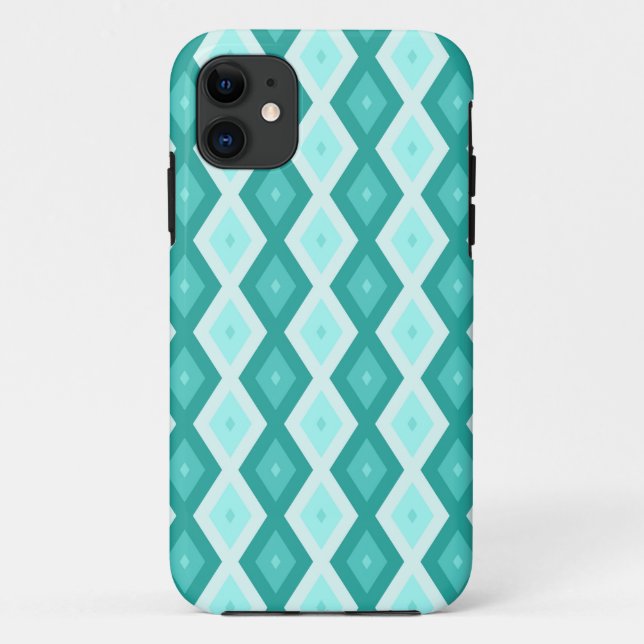 Türkisfarbenes Diamantmuster Case-Mate iPhone Hülle (Rückseite)