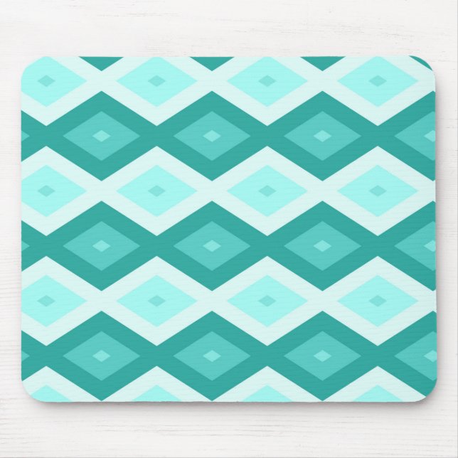 Türkisfarbenes Diamantmuster Mousepad (Vorne)