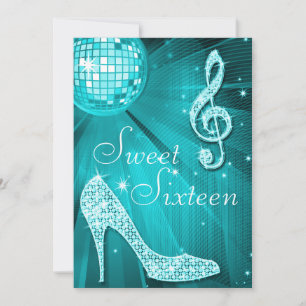 Türkisfarbenes Disco-Ball und sparsame Heels Süß 1 Einladung