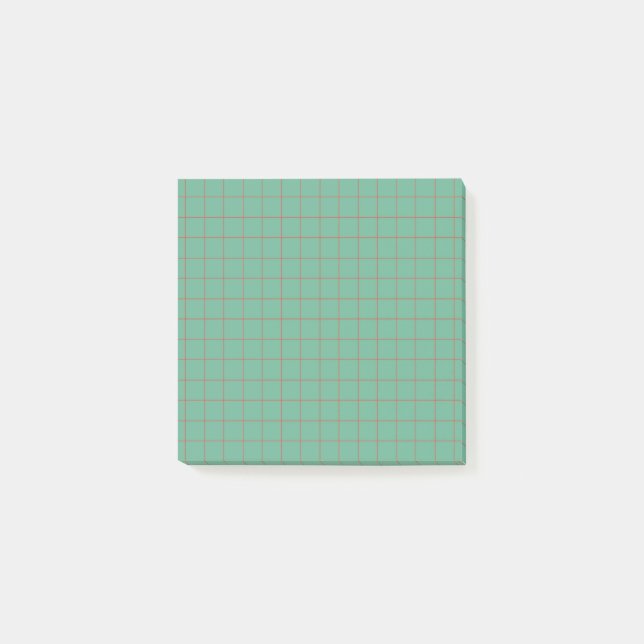 Türkisfarbenes eckiges Muster ästhetisches Gitterd Post-it Klebezettel (Vorderseite)