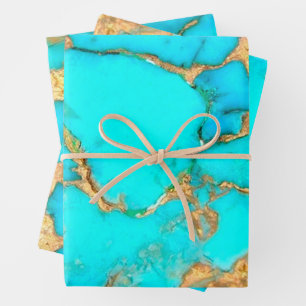 türkisfarbenes Foto Geschenkpapier Set