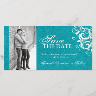 Türkisfarbenes Foto Save the Date Einladung