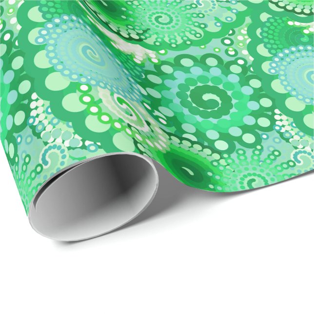 Türkisfarbenes Fraktal, Aqua, Jade Geschenkpapier (Rolleneckpunkt)