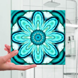 Türkisfarbenes Fraktal Blume Badezimmer Tile Fliese