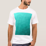 Türkisfarbenes geometrisches aquamarines Gefälle T-Shirt<br><div class="desc">Eleganter moderner geometrischer T - Shirt für jeden. Hell türkis Gefälle geometrische Mesh Muster helle Dreiecke ombre. Dreieck geometrische Masche mit ombre Farbverlauf Design.</div>