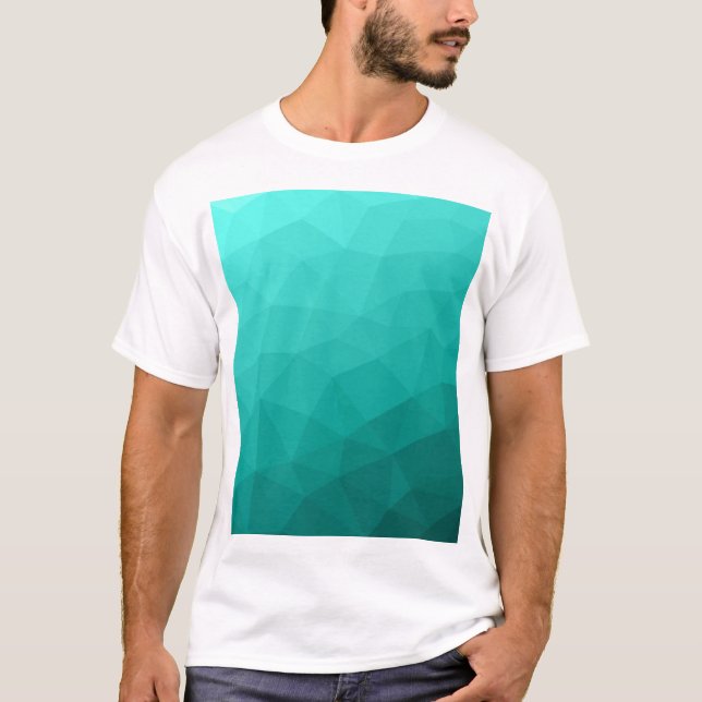 Türkisfarbenes geometrisches aquamarines Gefälle T-Shirt (Vorderseite)
