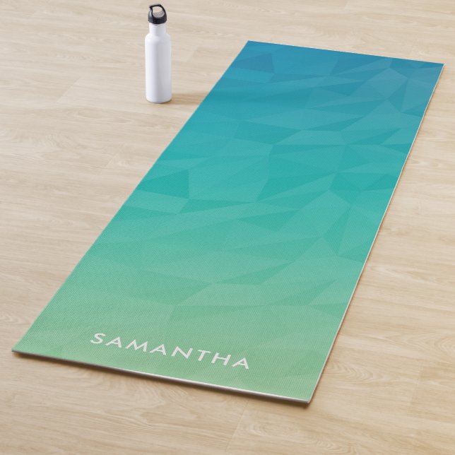 Türkisfarbenes geometrisches Muster Monogramm Yogamatte (Beispiel)
