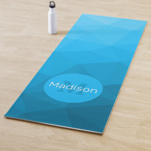 Türkisfarbenes geometrisches Netz-Muster Monogramm Yogamatte