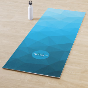Türkisfarbenes geometrisches Netz-Muster Monogramm Yogamatte