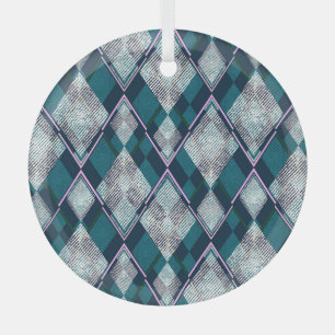 Türkisfarbenes geometrisches, rhombisches Nahtlose Ornament Aus Glas