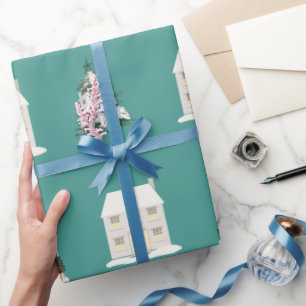 Türkisfarbenes, glänzendes Weihnachtspapier mit 30 Geschenkpapier