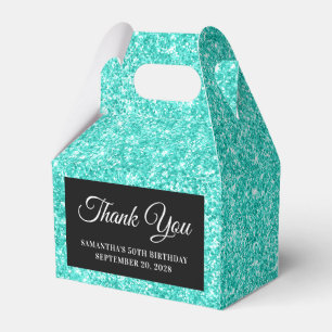 Türkisfarbenes Glitter 50. Geburtstag Danke Geschenkschachtel
