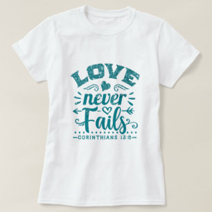 Türkisfarbenes Glitter-Shirt 'Liebe wird niemals v T-Shirt