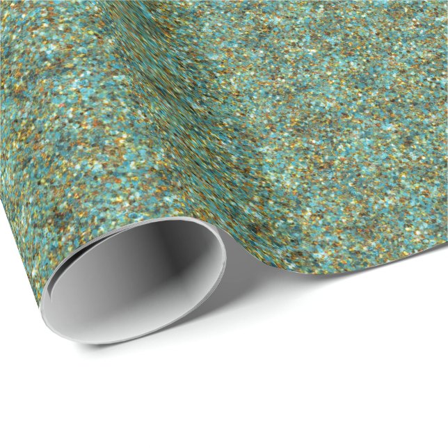 Türkisfarbenes Glitzer-GIFT-WRAPPING-PAPIER Geschenkpapier (Rolleneckpunkt)