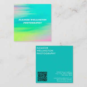 Türkisfarbenes Gradient-Fotografie Modern Kreativ Quadratische Visitenkarte