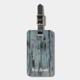 Türkisfarbenes Holzdesign Vintages Shabby Chic Ges Gepäckanhänger