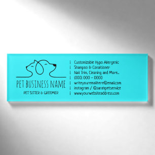 Türkisfarbenes Hund-Katze-Linienkunst-Logo Veterin Namenschild
