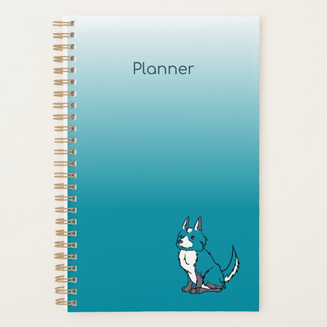 Türkisfarbenes Hunde Agenda Planer (Vorderseite)