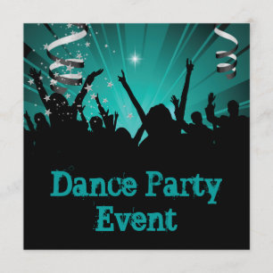 Türkisfarbenes Jade-Tanzparty-Event-Menge Rave Einladung