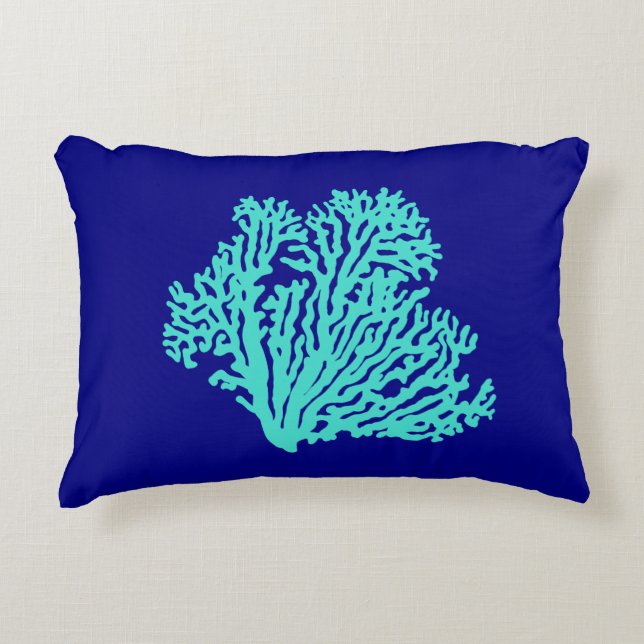 Türkisfarbenes Korallen im Dekor der blauen Küste Zierkissen (Vorderseite)