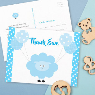 Türkisfarbenes Lamm-Junge-Baby-Shower-Süß-Kühn-Dan Postkarte