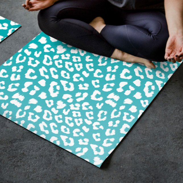 Türkisfarbenes Leopard-Druckmuster Yogamatte (Von Creator hochgeladen)