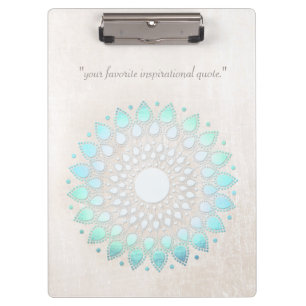 Türkisfarbenes Lotus-Blumen-Mandala zerkratzter Ma Klemmbrett
