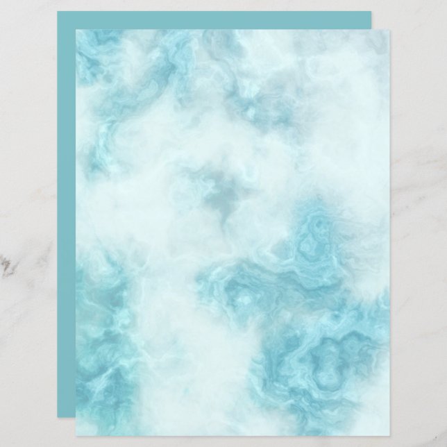 Türkisfarbenes Marmorpapier (Vorne/Hinten)