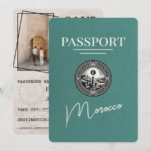 Türkisfarbenes Marokko Reisepass Save The Date