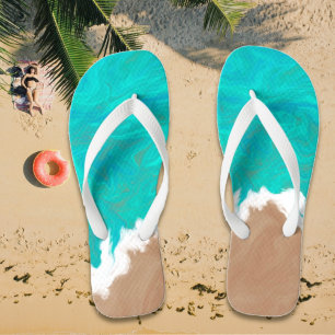 Türkisfarbenes Meer "Paradiesküste" Illustration Flip Flops